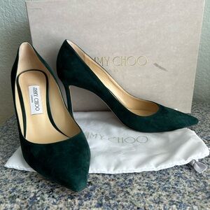 Jimmy Choo Romy 85 Green Suede Sz 40